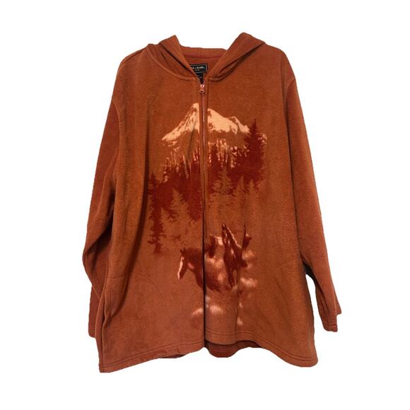 Bit & Bridle Jacket Women's 3X Fleece 1/2 Zip Chore Pullover Cabin Western Rodeo - Picture 2 of 13